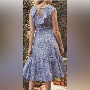 Summersalt Coastal poplin ruffle neck midi dress